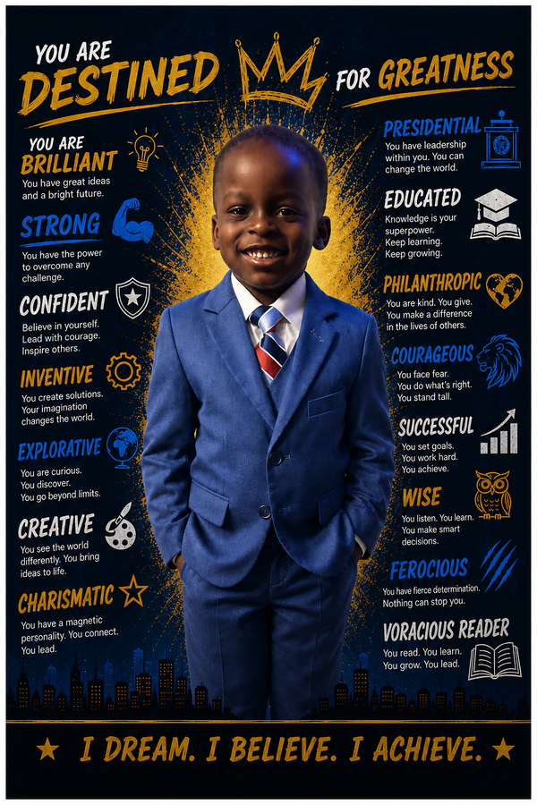 Carter affirmation poster - King theme navy gold